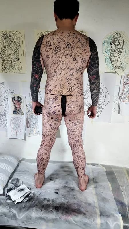 사쿠라후부키 전신, 무네와리, 대구타투, 대구이레즈미, 대구타투잘하는곳, 대구이레즈미잘하는곳, 사쿠라후부키 - 1