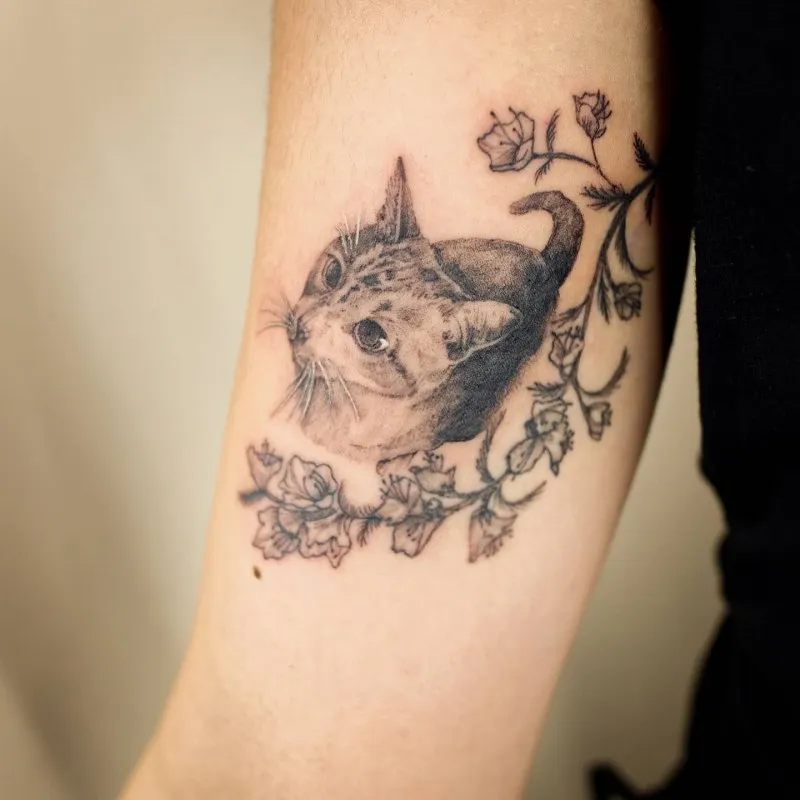 커버업 고양이타투 팔타투 tattooist_petal - 1
