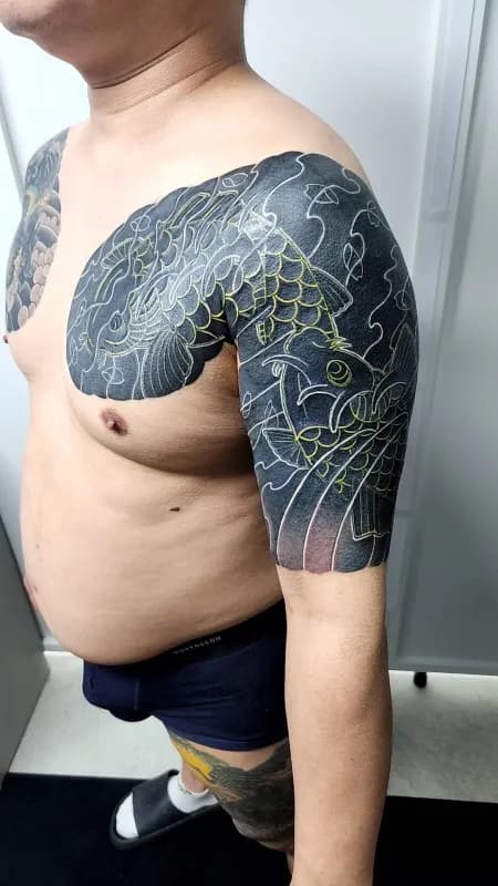 대구커버업타투, 커버업잉어타투, 대구커버업잘하는곳, 대구시내타투, 동성로타투, 반월당타투, 교동타투, 대구이레즈미, 대구타투. 잉어타투 - 1