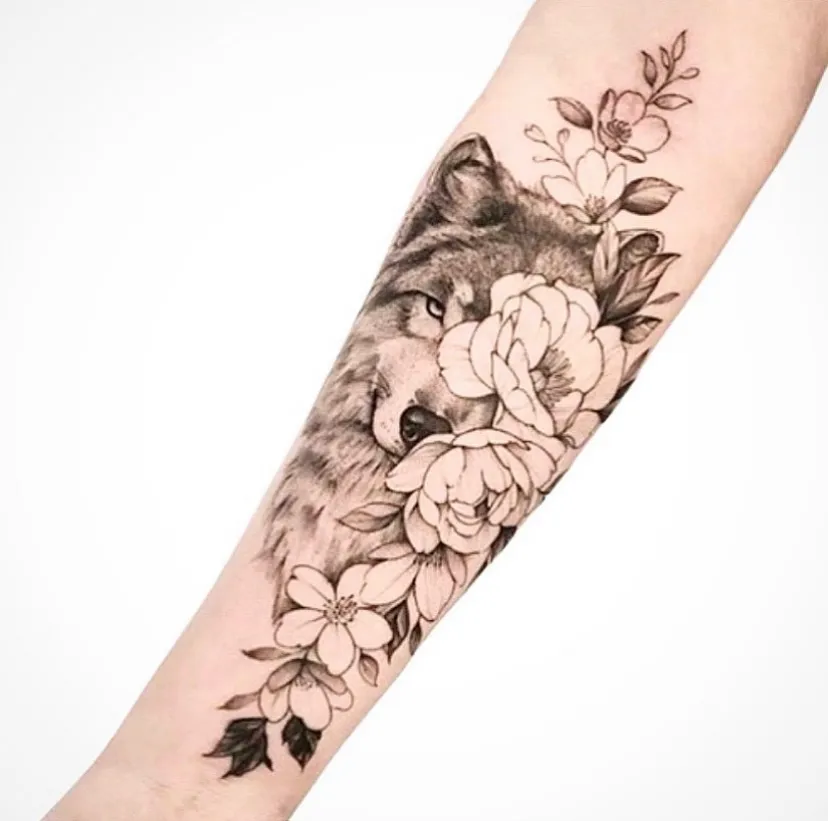 늑대타투 꽃타투