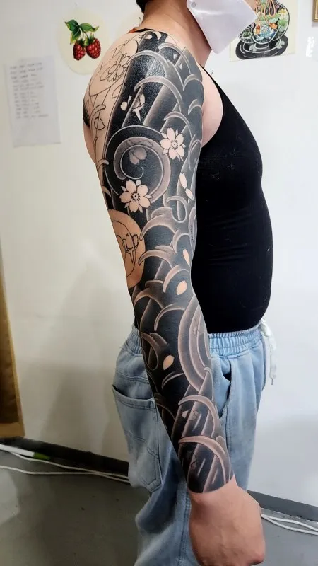 사쿠라후부키 긴팔 대구타투, 대구이레즈미, 대구타투문의, 대구이레즈미문의, 이레즈미, yuye, japanesetattoo, irezumi - 1