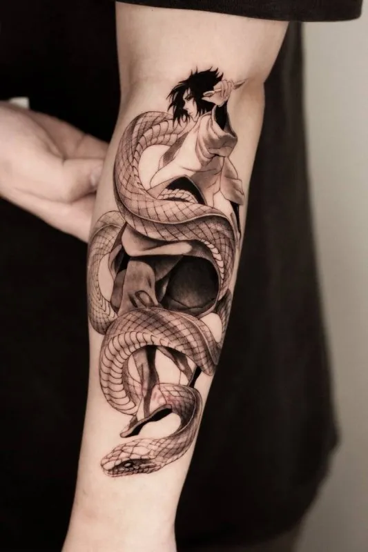 나루토, 사스케, 뱀, 오리엔탈, 동양화, 애니, 만화