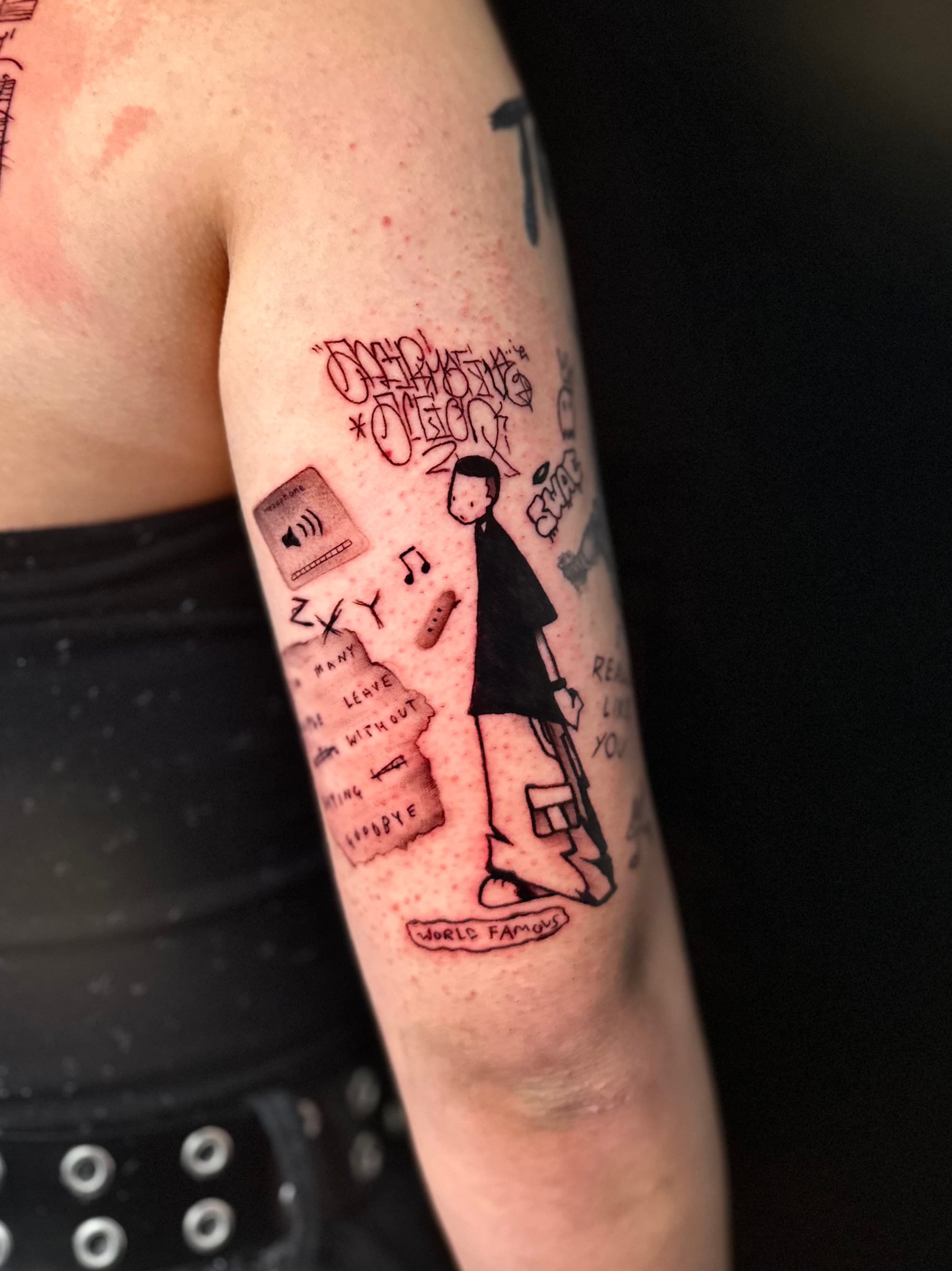 낙서 느낌의 감성 타투 (손님 제작)