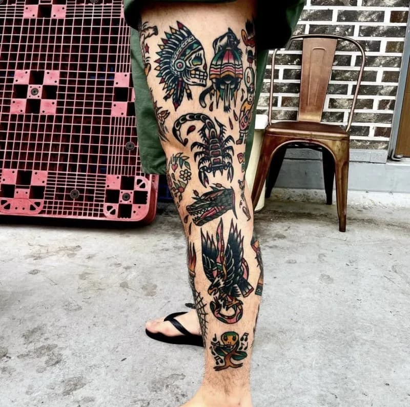 올드스쿨 긴다리타투