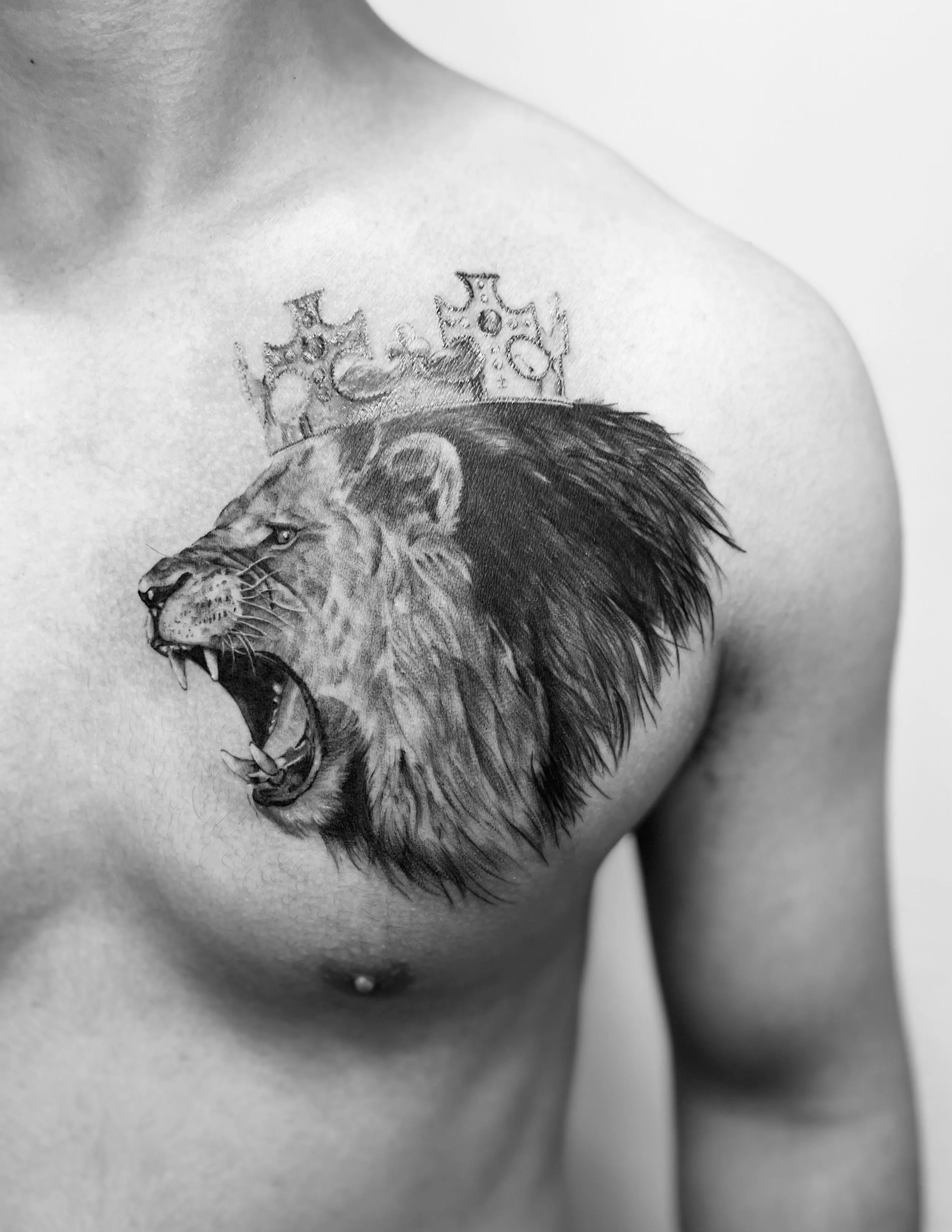 블랙앤그레이 사자타투