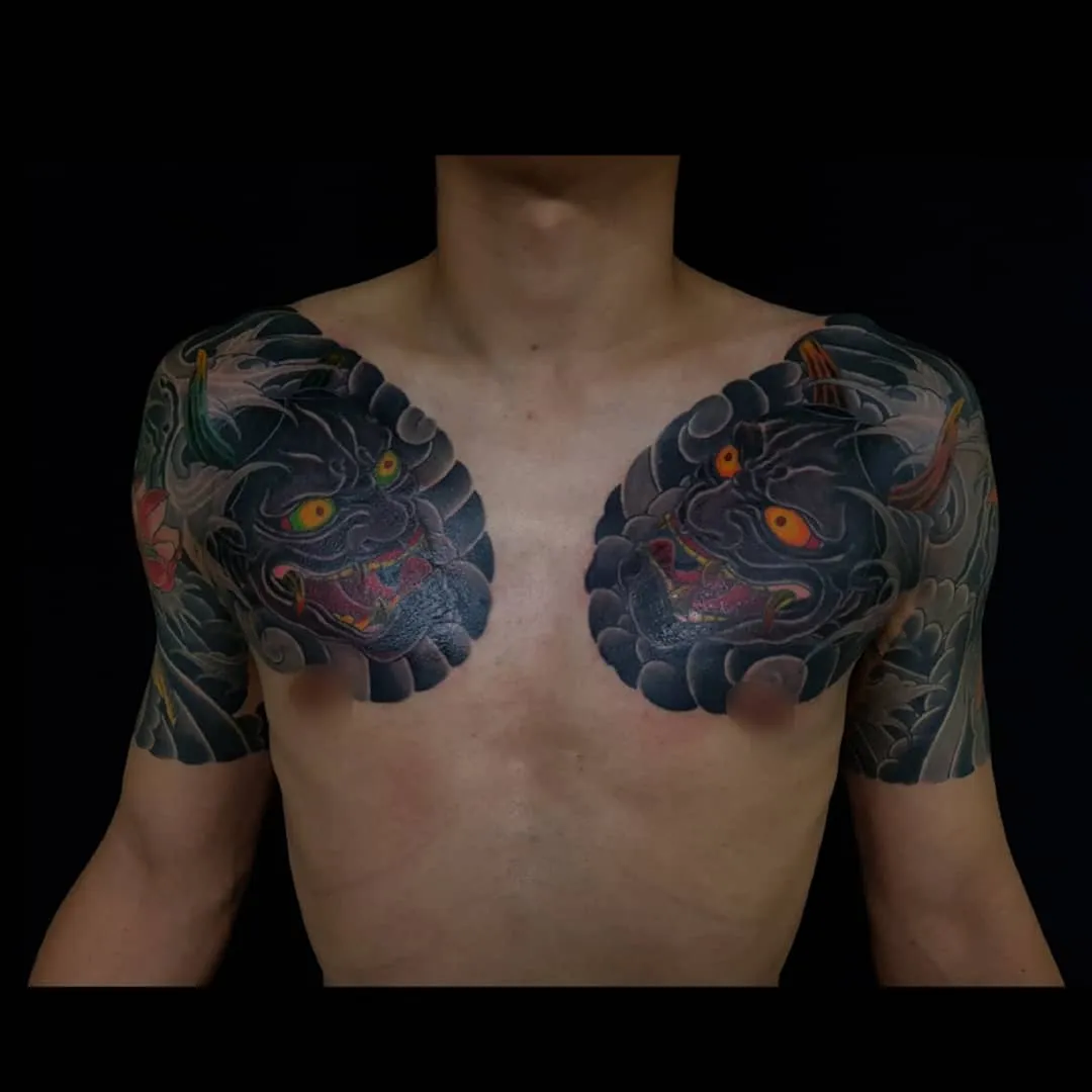 목포타투 TS타투 양 가슴반팔타투 이레즈미 한야타투