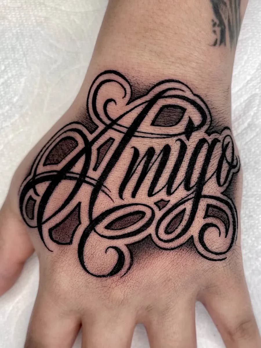 치카노타투 레터링타투 손등타투