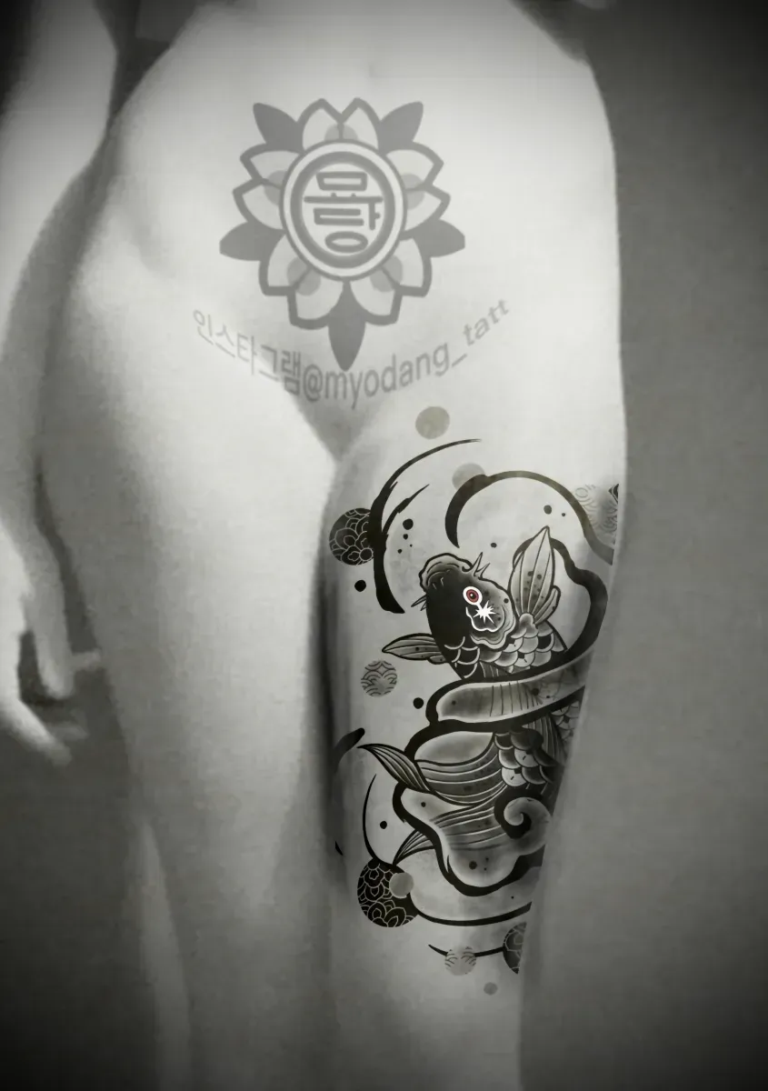 묘당타투 잉어와 단청