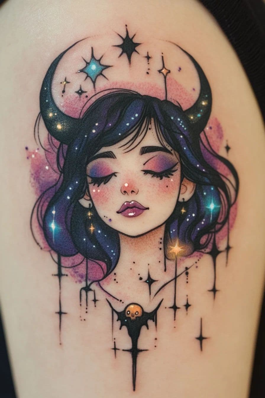 기존 타투를 살리면서 자연스럽게 정리한 작업본