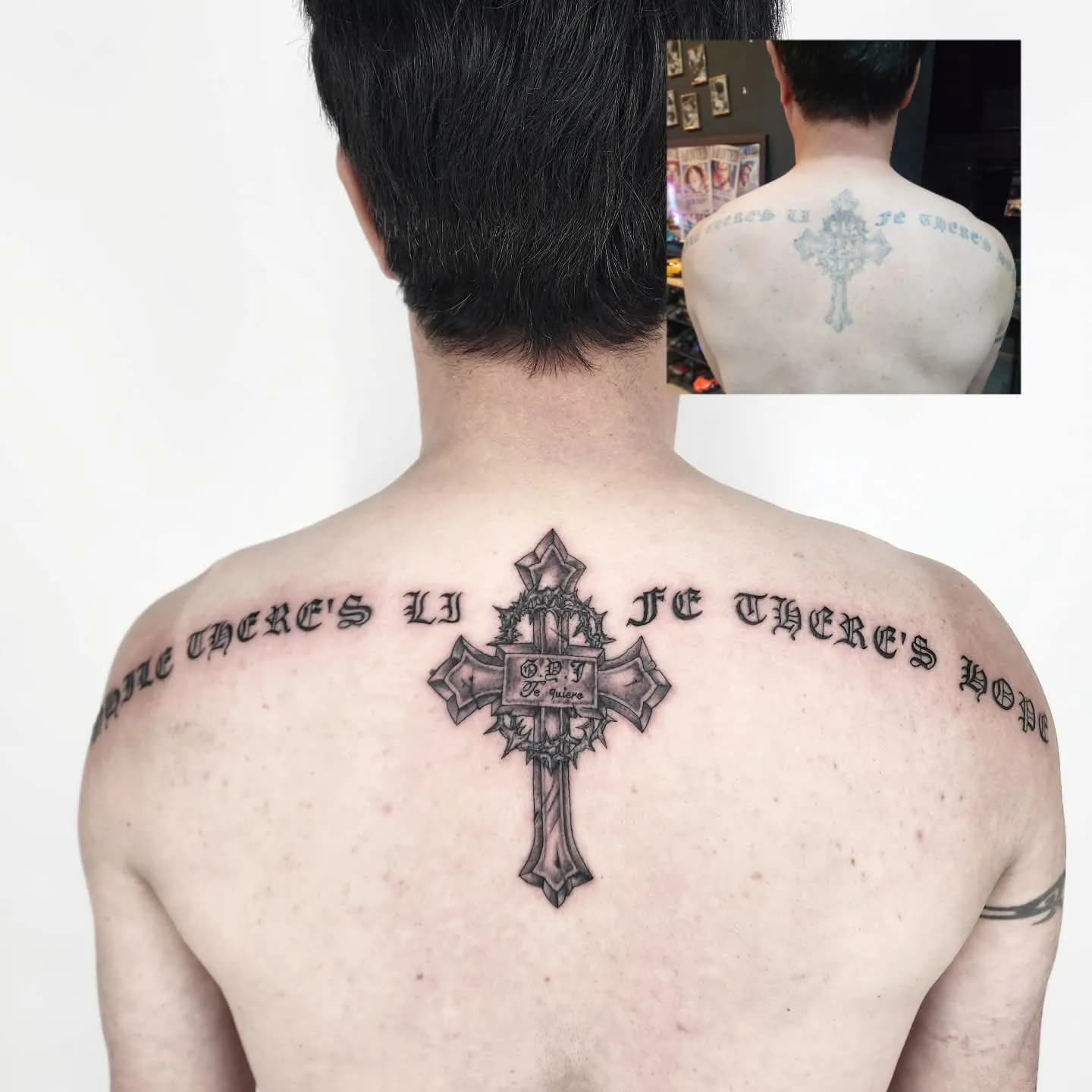 터치업 레터링 십자가 타투 - 1