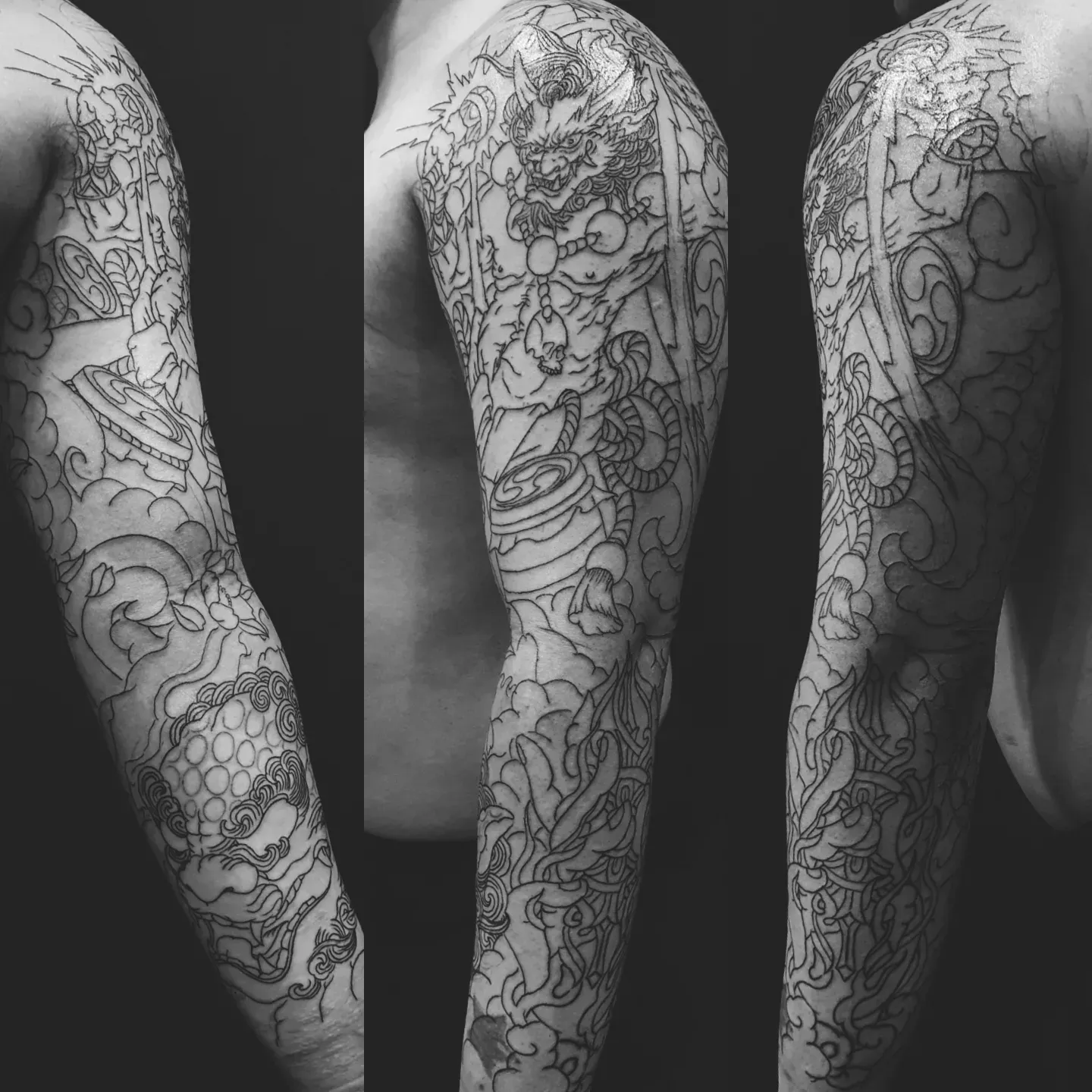 뇌신,해태 타투 이레즈미 긴팔타투 라인작업 목포타투