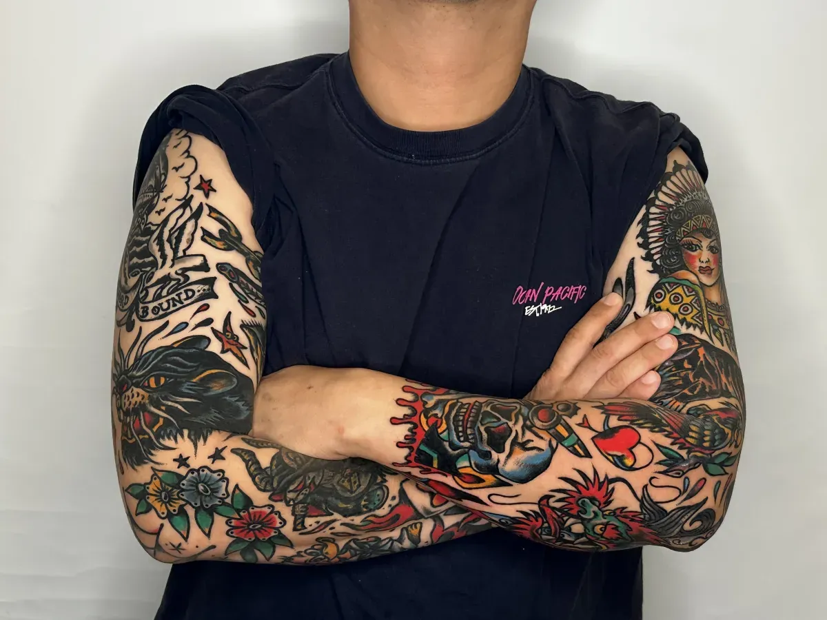 올드스쿨타투 긴팔 간지타투❤️아메리칸 트레디셔널타투 - 1