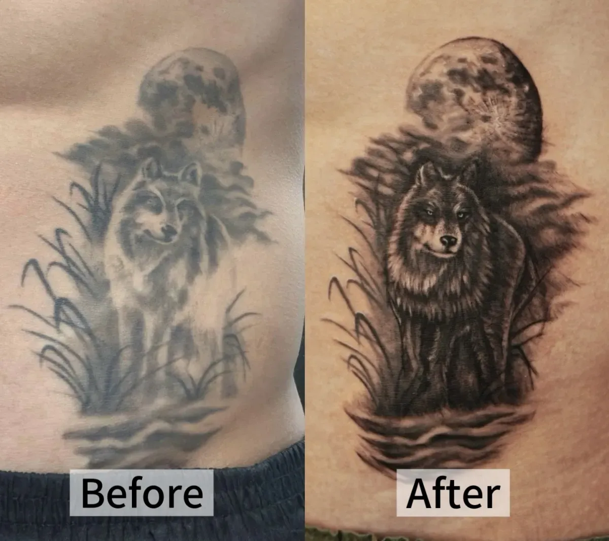 늑대 커버업 터치업 타투