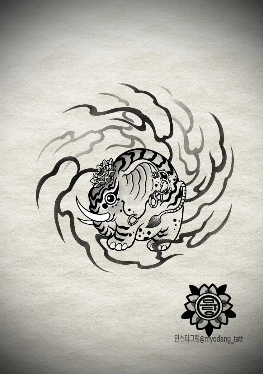 묘당 타투 코끼리 - 1